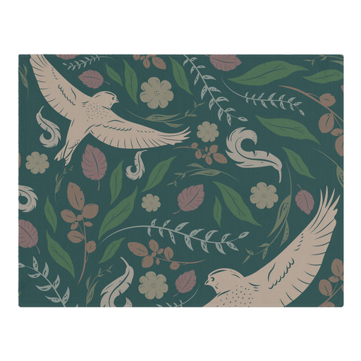 Birds And Bloom Green Boho Woven Placemat 18 IN X 14 IN