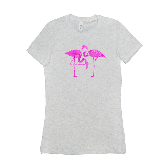 Bella + Canvas Women's Fit Cut Flamingos In Love Spatter Graphic T-Shirt