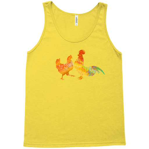 Bella + Canvas Women's Couple of Chickens Spatter Silhouette Jersey Tank Top
