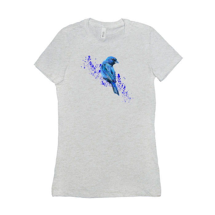 Bella + Canvas Women's Fit Cut Painted Indigo Bunting Graphic T-Shirt