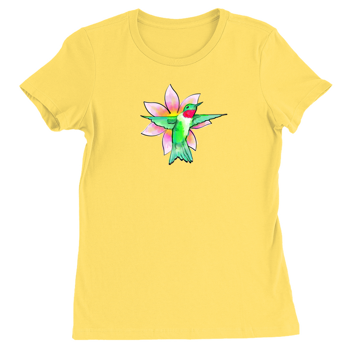 T-Shirt Bella + Canvas Women's Fit Cut Coloring Book Hummingbird Design