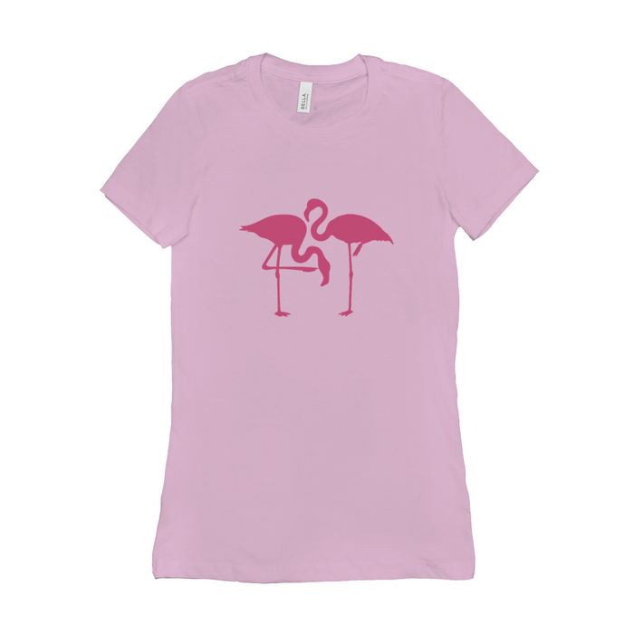 Bella + Canvas Women's Fit Cut Flamingos In Love Silhouette Graphic T-Shirt