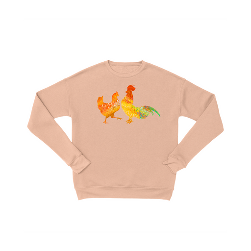 Women's Couple of Chickens Spatter Graphic Crewneck Sweatshirt