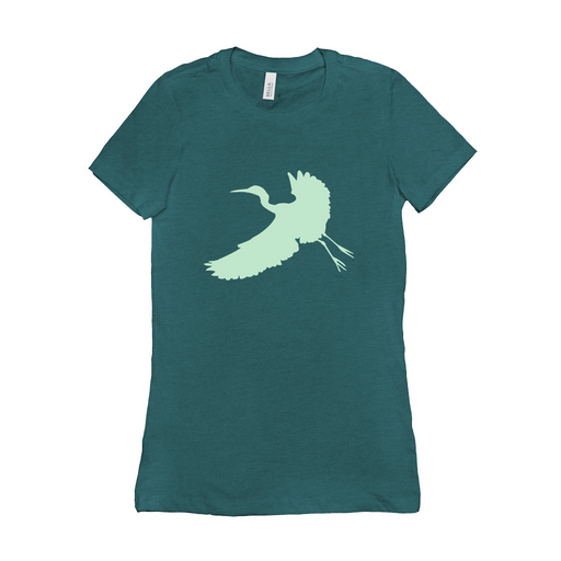 Bella + Canvas Women's Fit Cut Flying Crane Silhouette Graphic T-Shirt
