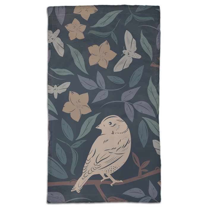 Birds And Bloom Navy Hand Towel
