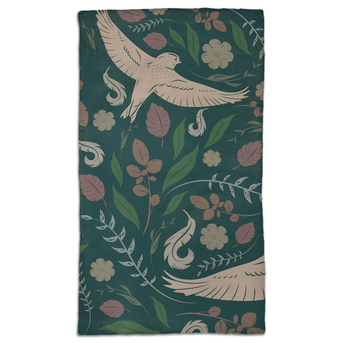 Birds And Bloom Green Hand Towel