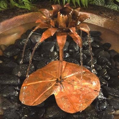 11.5 IN x 6.75 INx 6.75 IN Copper Lotus Mini Dripper Water Fountain