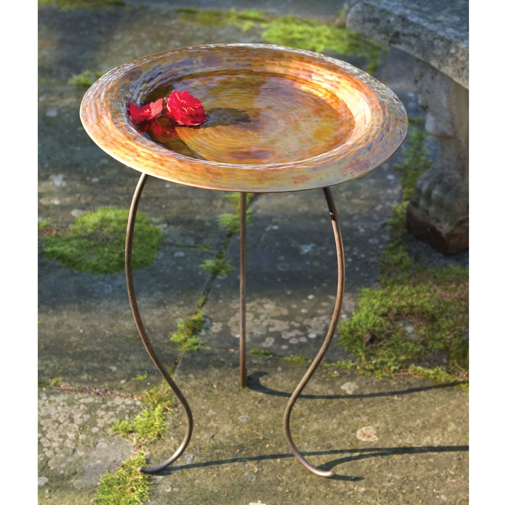Golden Copper Finished Standing Birdbath 18 IN