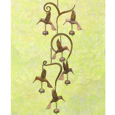 Scrollwork Hummingbird Flamed Wind Chime 2 IN x 10 IN x 31 IN