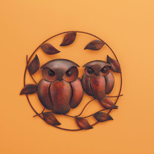 Owl Duo Flamed Wall Decor 18 IN