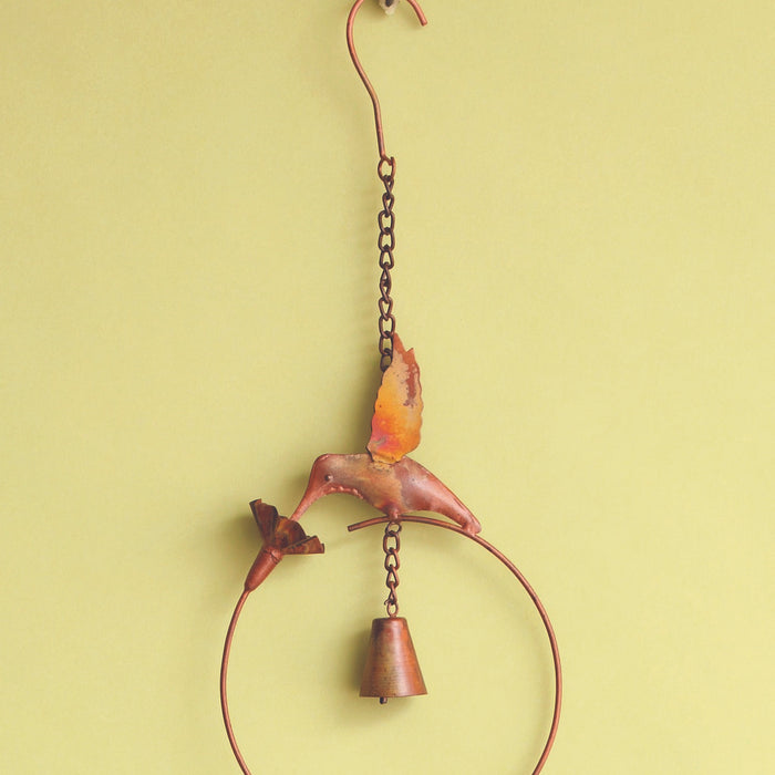 58 IN Flamed Hummingbird with Flower Rain Chain
