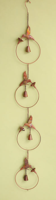 Flamed Hummingbird with Flower Rain Chain 58 IN