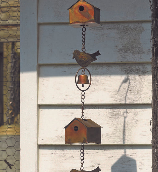 Flamed Bird House and Birds Ornament 48 IN