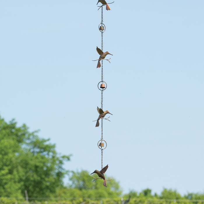 Copper Hummingbird Rain Chain 94 IN x 5 IN x 1.5 IN