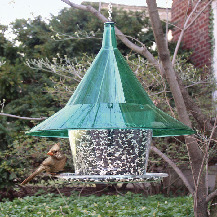 Mandarin Sky Cafe Squirrel Proof Bird Feeder Green Translucent Dome 17IN