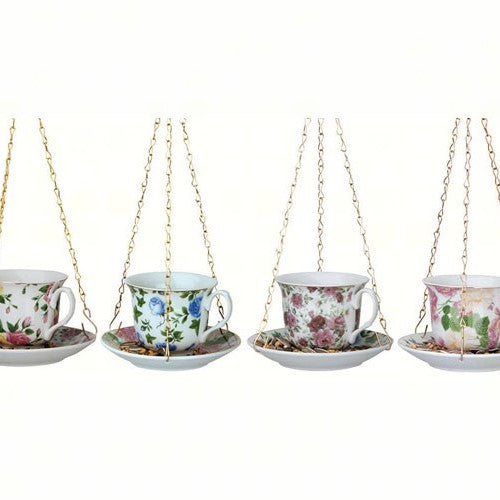 Assorted Colors Tea Cup with Saucer Hanging Feeder