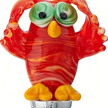 Red Owl Glass Bottle Stopper Hand Crafted