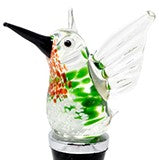 Handmade Blown Glass Ruby Throated Hummingbird Bottle Stopper