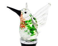 Handmade Blown Glass Ruby Throated Hummingbird Bottle Stopper