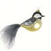 Chickadee with Feather Tail Ornament Hand Blown Glass 3.5 IN