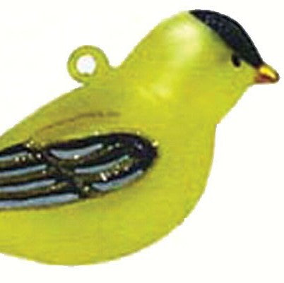 Hand Blown Glass Goldfinch Ornament 4 IN 