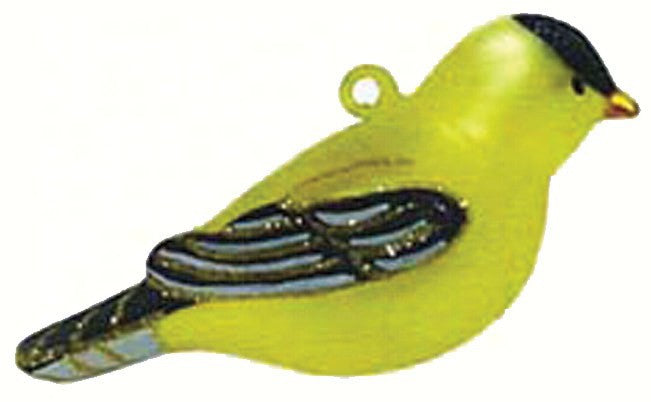 Hand Blown Glass Goldfinch Ornament 4 IN
