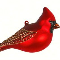 Hand Blown Glass Northern Cardinal Ornament 3.5 IN 