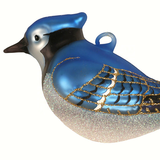 Blue Jay Ornament Hand Blown Glass 5.5 IN