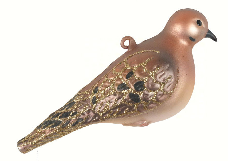 Hand Blown Glass Mourning Dove Ornament 5 IN