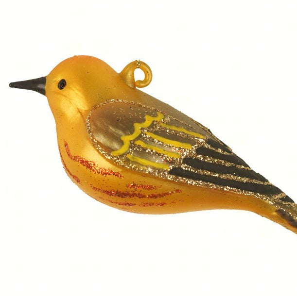 Yellow Warbler Ornament Hand Blown Glass 3.75 IN