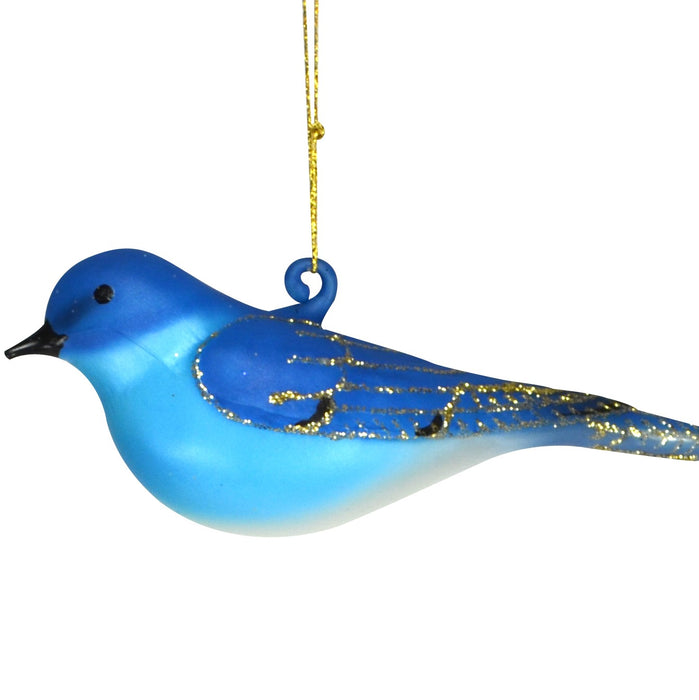 Mountain Bluebird Ornament Hand Blown Glass 4.5 IN