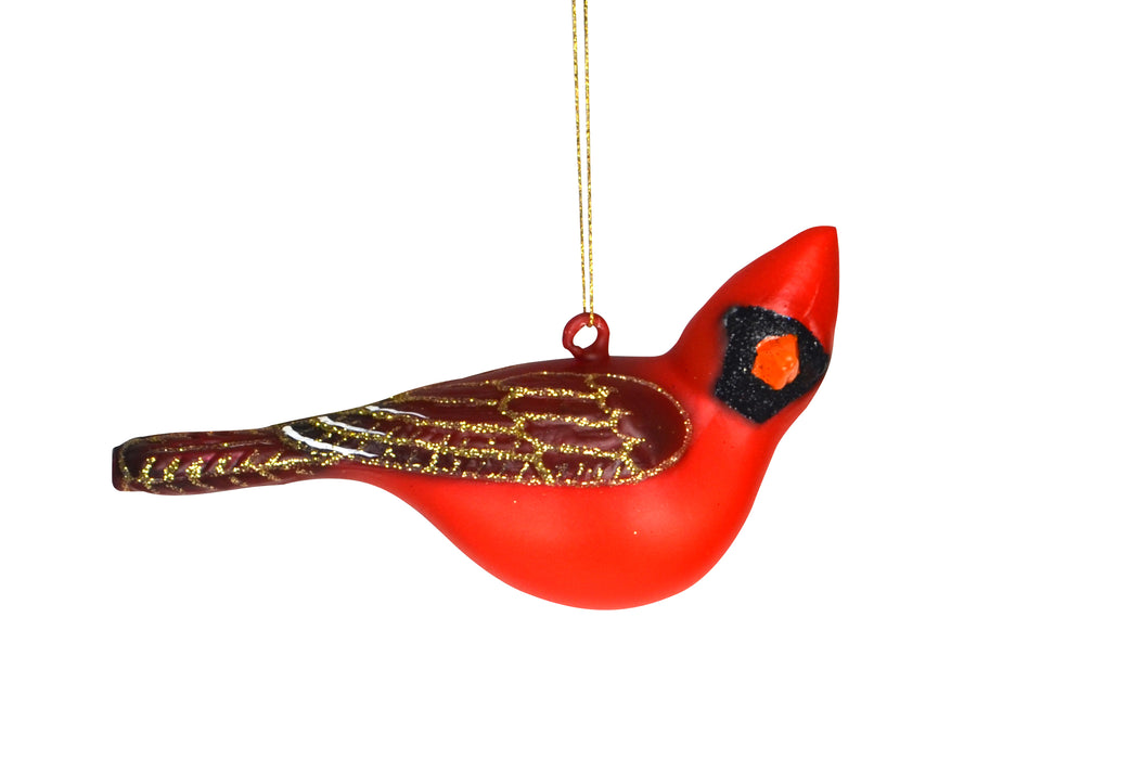 Hand Blown Glass Male Northern Cardinal Head Turned Ornament 4.5 IN