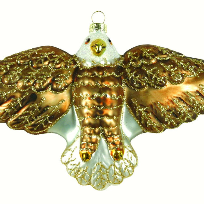 4.5 IN x 7.5 IN Hand Blown Glass Eagle Ornament