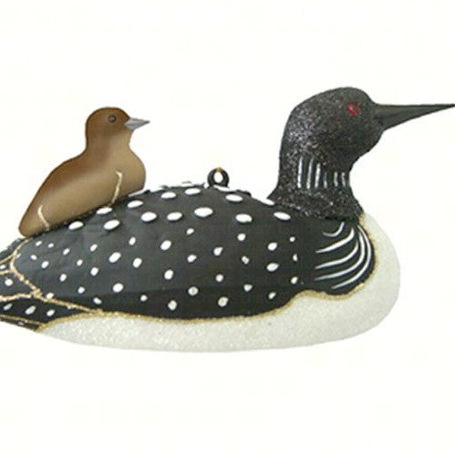 Hand Blown Glass Loon With Baby Ornament 3.5 IN x 5.63 IN x 5.63 IN 