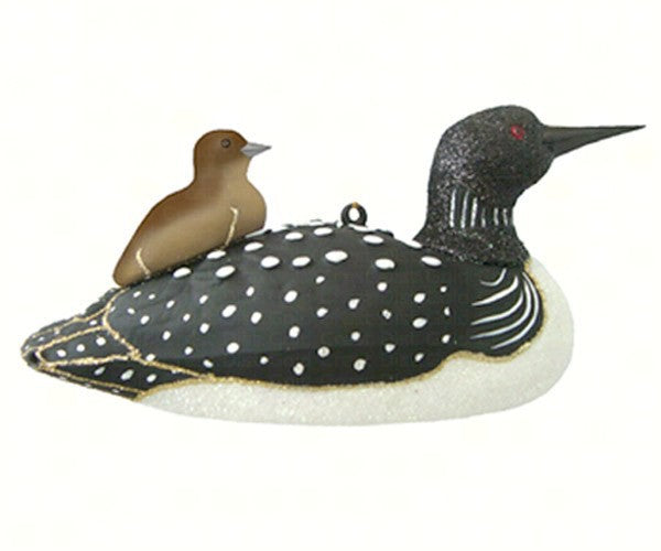 Hand Blown Glass Loon With Baby Ornament 3.5 IN x 5.63 IN x 5.63 IN