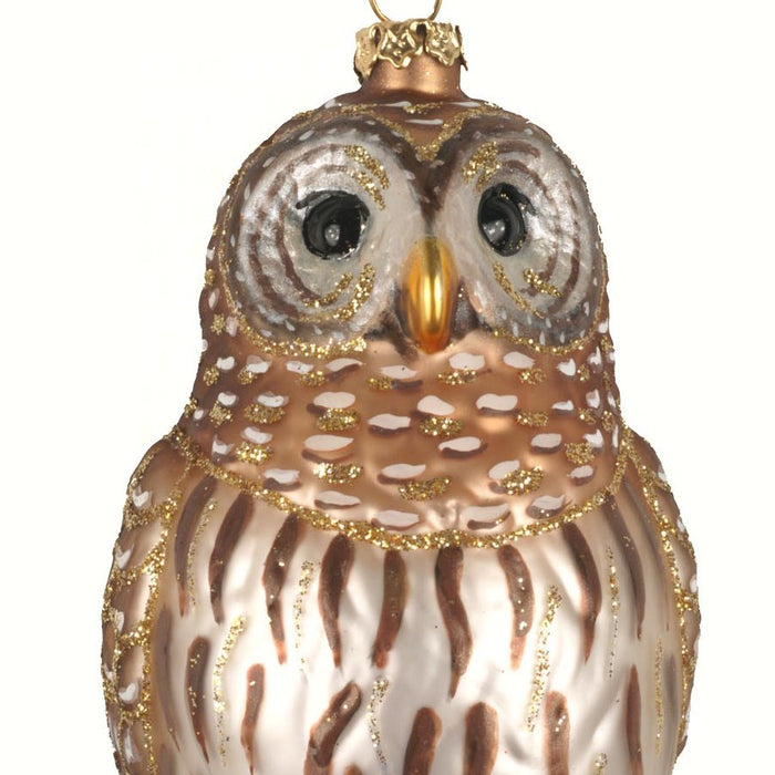 Barred Owl Ornament Hand Blown Glass  5.5 IN