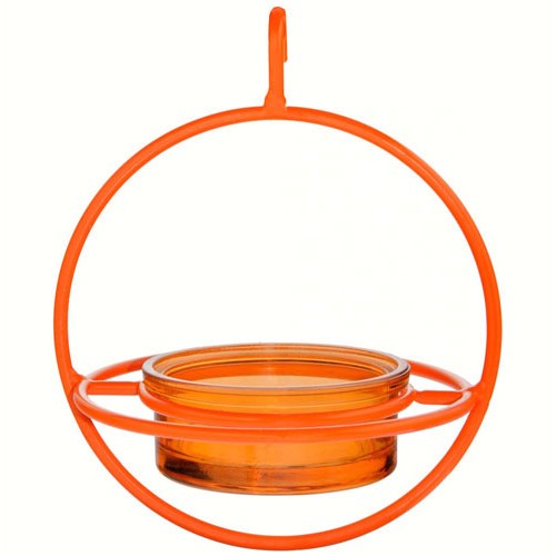 Orange Hanging Sphere Bird Feeder with Perch 7.25 IN 
