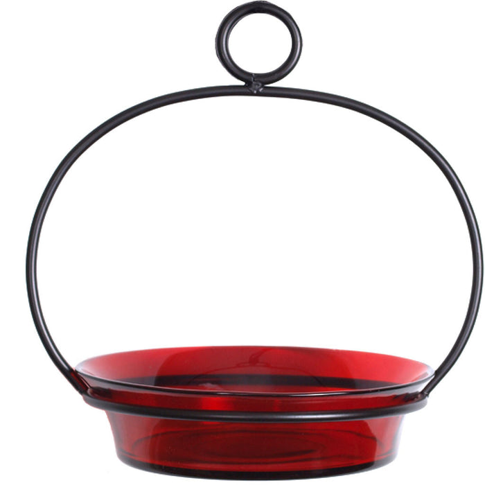 Red Colorful Recycled Glass And Metal Cuban Bowl Birdbath 7.25 IN
