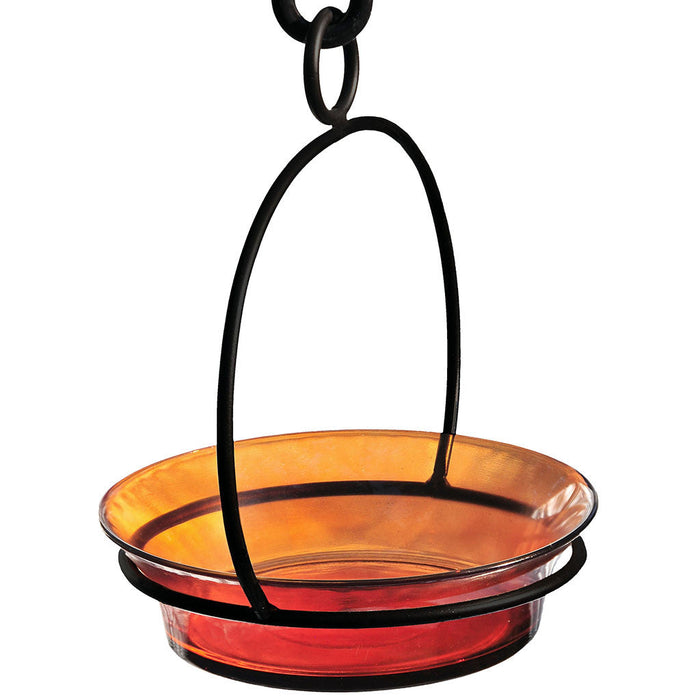 Orange Colorful Recycled Glass And Metal Cuban Bowl Birdbath 7.25 IN
