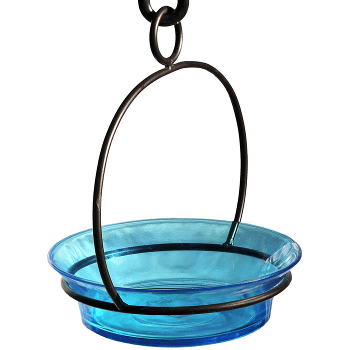 Aqua Colorful Glass And Metal Cuban Bowl Birdbath 7.25 IN