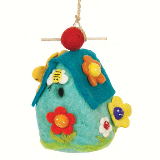 Handcrafted Flower House Felt Birdhouse 9 IN