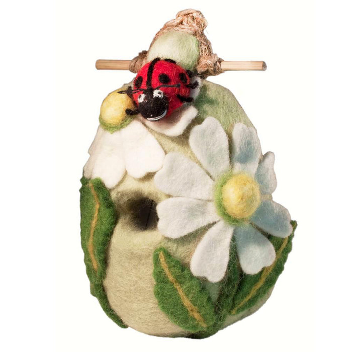 Handcrafted Ladybug Felt Birdhouse 9 IN
