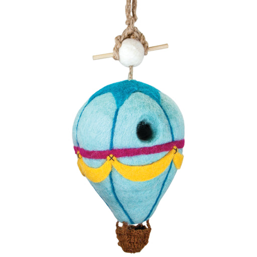 Hand Felted Wool Hot Air Balloon Bird House 6 IN x 6 IN x 12.5 IN