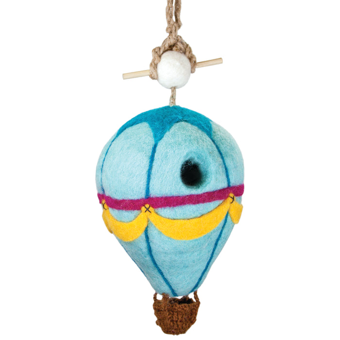 Hand Felted Wool Hot Air Balloon Bird House 6 IN x 6 IN x 12.5 IN