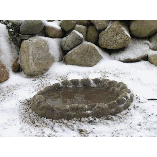 Tan Four Seasons Sand Coated Concealed Heating Element Birdbath