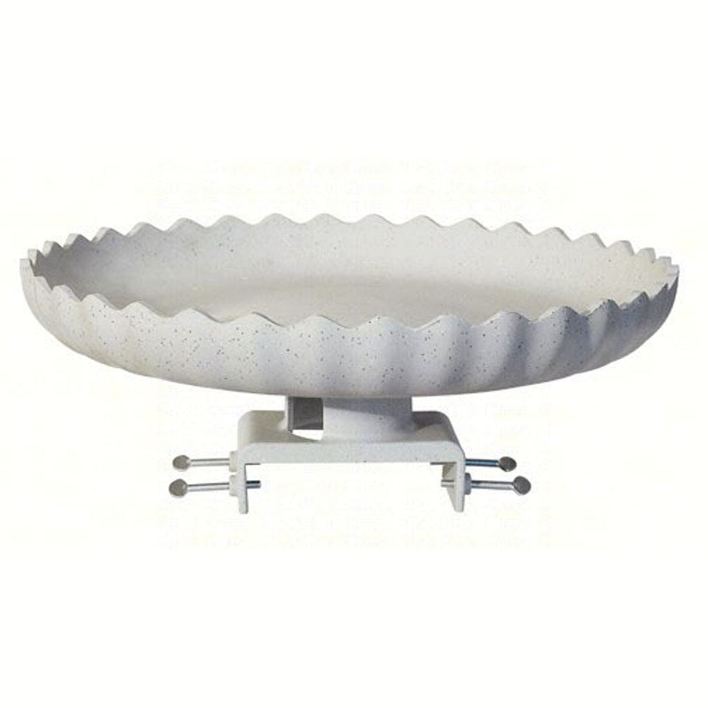 Gray Stone Scalloped Heated Deck Mount Birdbath 18 IN