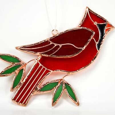 Stained Glass Cardinal Suncatcher 4 IN x 6.7 IN