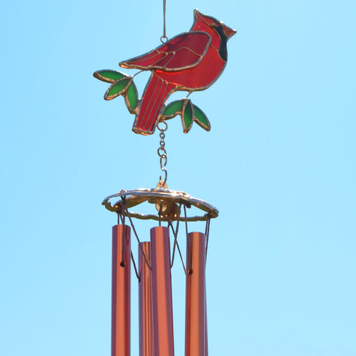 Cardinal Stained Glass Wind Chime 20 IN