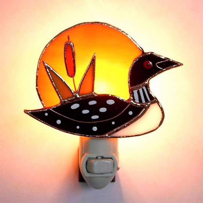 Loon Sunrise Nightlight Handcrafted Stained Glass