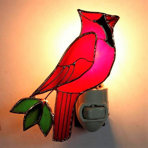 Cardinal Nightlight Handcrafted Stained Glass